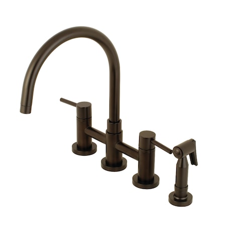 Kingston Brass Concord 2-Handle Bridge Kitchen Faucet W/Brass Side Sprayer, Bronze KS8275DLBS